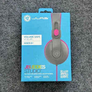 JBuddies Studio 2 Wired Kids Headphones - Gray/Pink - New! W/ Microphone 3.5mm - Picture 1 of 4