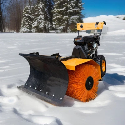 196cc Power Walk Behind Snow Dirt Sweeper Lawn Turf Driveway  W/Shovel Trowel - Image 1 of 4
