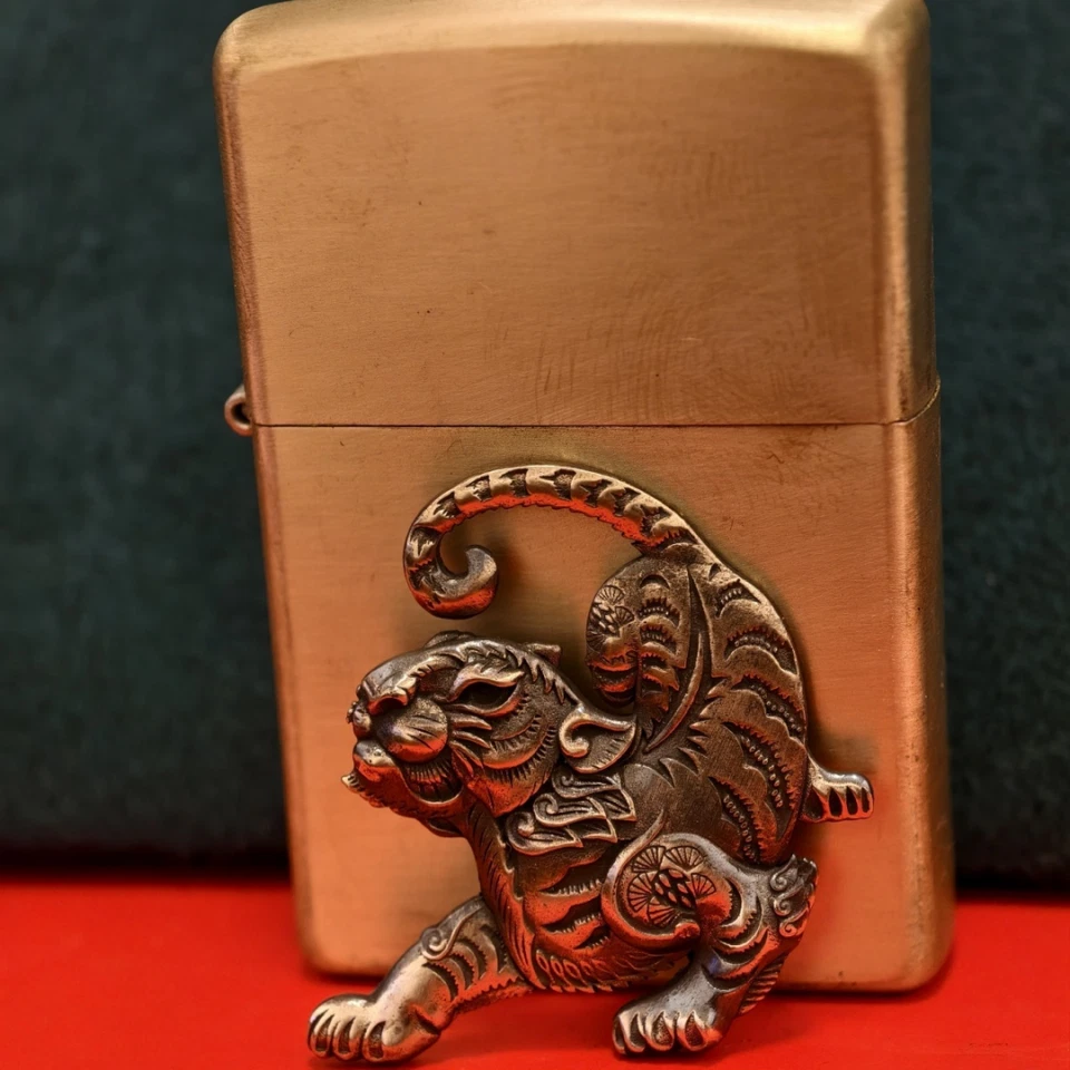 Brass Tiger Kerosene Lighter with High-Quality Sticker - Image 1 of 2