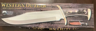 Timber Rattler Western Outlaw Bowie Knife Full Tang Fixed Blade TR65 16.25" - Image 1 of 2