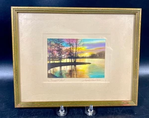 Framed Sunset Point by David Davidson ~ Colored Print Sunset 9.5x7.5 - Picture 1 of 9