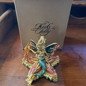 Kirks Folly Enamel SEA FAIRY Mermaid Trinket Jewelry Box Starfish Fish Nautical - Picture 1 of 11