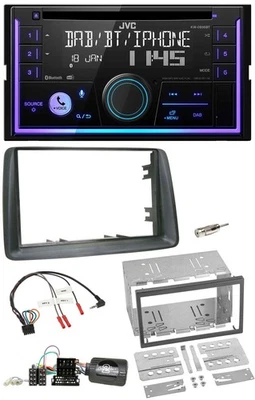 JVC Lenkrad USB 2DIN DAB Bluetooth CD Autoradio für Fiat Panda 2007-2012 grau - Bild 1 von 4