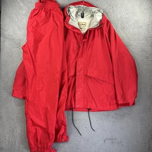 Vintage LL Bean Rain Jacket Pants Mens Large Red GoreTex Nylon Rain Suit Set - Picture 1 of 18