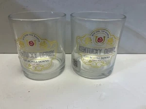 Kentucky Derby NOS Run For The Roses Rocks Glasses Set of Two - Picture 1 of 2
