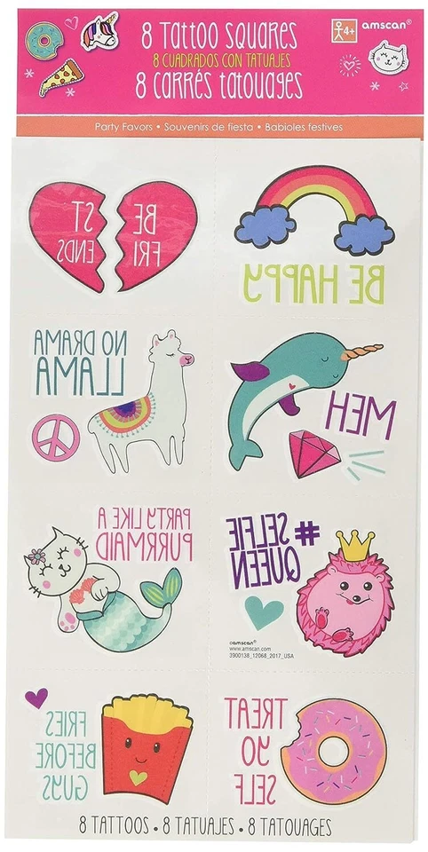 Selfie Celebración Arco Iris Unicornio Fiesta de Cumpleaños Favor Tatuajes Temporales Foto 1 de 1