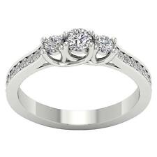 I1 G Round Diamond 0.65 Ct 3 Stone Engagement Ring Band 14K White Gold Appraisal