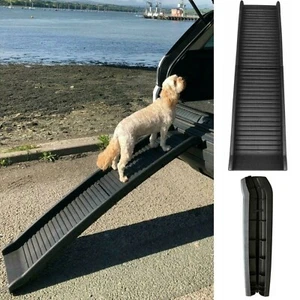 DOG PET RAMP PLASTIC FOLDING BI FOLD LIGHTWEIGHT STRONG TRAVEL CAR VAN PORTABLE - Picture 1 of 7