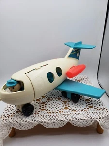 Vintage 1970-1972 Fisher Price Little People Toy Jet Airplane Plane w/Pilot USA - Picture 1 of 12