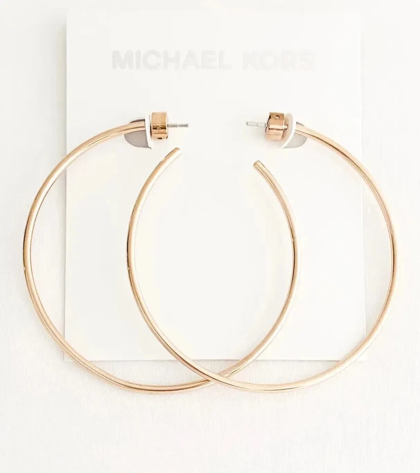 Michael Kors Large Hoop Earrings Rose Gold SS Mkj4163 MKJ4163791