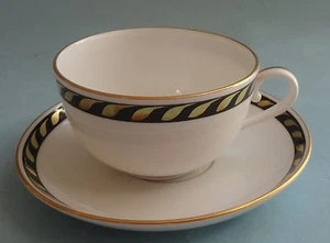 HEREND China CANDLELIGHT BLACK Hungary Magyar Dinnerware Porcelain TEACUP SAUCER - Picture 1 of 4