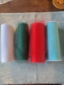 4 Partial Tulle Spool for Decoration, 6-Inch, Christmas, Italian Plus Aqua NICE - Picture 1 of 7