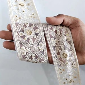 4M Cotton White Lace Bridal Dress Crafts Sewing Vintage Rustic Lace 55mm Wide - Picture 1 of 9