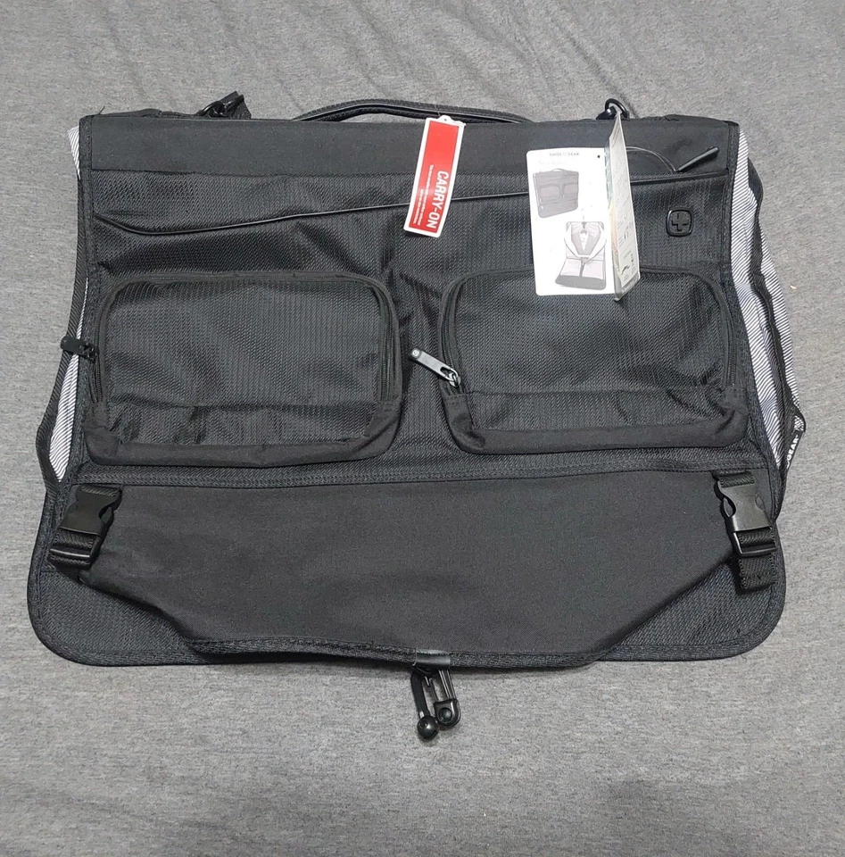 SWISSGEAR 22" Carry on Folding Garment Travel Bag Black The Two Day Getaway 6067