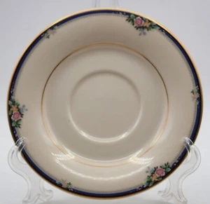 Platillo Mikasa Imperial Rosa Fino Marfil China Floral sobre Banda Azul Cobalto Crema - Imagen 1 de 5