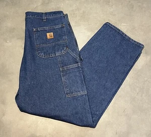 Men’s NWT Carhartt B73-DST Loose Fit Double Knee Carpenter Blue Jeans Sz 36X32 - Picture 1 of 7