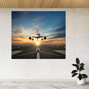 Calcomanía de póster de póster con vista 3D de aterrizaje de avión aeropuerto pista A817 - Imagen 1 de 2