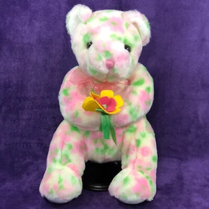 Ty Beanie Babies Bear 2003 Spring Bloom 12" Plush Ribbon Pink Bow Stuffed Animal - Picture 1 of 10