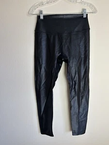 Erin Opera Basics L Shiny Leggings Shine Black 7/8 Length Seamless High Rise Gym - Picture 1 of 3