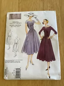 VESTIDO Y CINTURÓN Vogue PATRÓN DE COSTURA 1044 Diseño Original 1956-57 Tallas 12-16 SIN CORTAR - Imagen 1 de 3