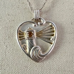 Gorham Sterlingsilber Herz Pendelleuchte Haus Licht der Welt Gebet - Bild 1 von 5