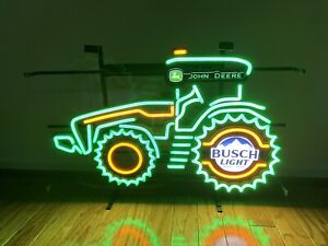 31” New John Deere Farm Tractor Busch Light Beer LED Neon Light Sign US Seller