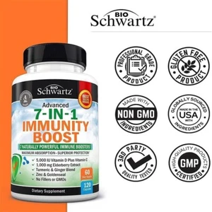 7-IN-1 IMMUNITY BOOST Helps With Immune Respiratory Health Antioxidant 120 Pills - Picture 1 of 10