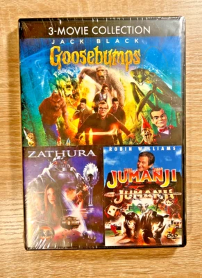 Goosebumps Zathura Jumanji 3 Movie Collection DVD Movie Set Robin Williams Black - Image 1 of 4