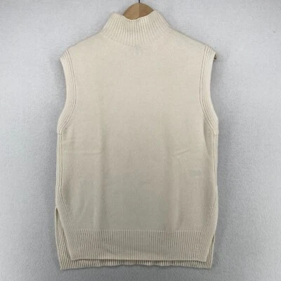 Suéter ATHLETA 2XS Extrafino Lana Merino Cachemira Cuello Simulado Tanque Blanco Foto 1 de 4