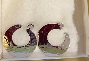 Vintage Avon Moderncraft Silvertone Pierced Earrings w/ Surgical Steel Post - Picture 1 of 3