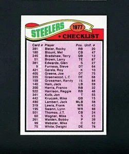 Pittsburgh Steelers 1977 Topps Checklist #222 NM-MT+ - Picture 1 of 2