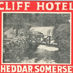 Etiqueta de equipaje de la década de 1930 Cheddar, Somerset, Inglaterra acantilado hotel foto calcomanía 2C - Imagen 1 de 3