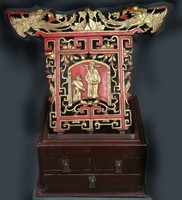 Antique 19 Th Chinese Gilt Lacquer Wood Carved Box Scholars Phoenix Birds