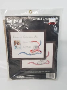 Janlynn Cross Stitch Kit 82-09 Antique Baby Shoe Boy or Girl Birth Announcement - Picture 1 of 3