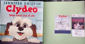 Jennifer Aniston SIGNED Book Clydeo Takes a Bite Out of Life  FRIENDS HC JSA COA - Picture 1 of 7