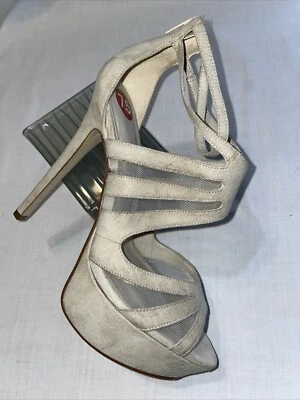 Aldo Womens Stiletto Heels Size 7.5 M Beige Leather Zip Back Party Going Out - Image 1 of 4