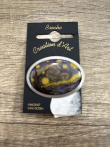 Vincent Van Gogh Starry Night Silver Toned Brooch - Picture 1 of 4