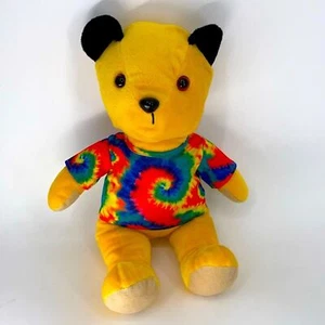 Teddy Mountain Sooty Plush Bear Yellow Bear with Tie Dye Shirt - Picture 1 of 10