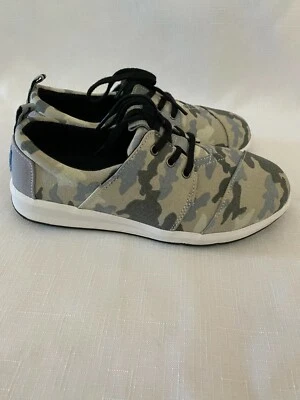 ZAPATOS DEPORTIVOS TOMS DEL REY GRIS CAMUFLAJE ESTAMPADO LONA JÓVENES NIÑOS NUEVOS TALLA 3 Foto 1 de 3