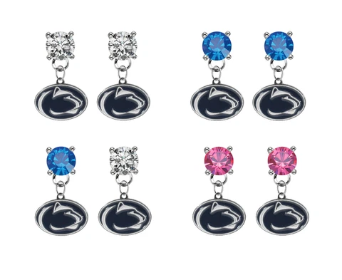 Penn State Nittany Lions Crystal Bling Earrings Stud Post Dangle - Pick Colors Cover