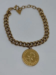 Guess Los Angeles Coin Logo Solid Chain Bracelet for Men Rare Perfect - Picture 1 of 6