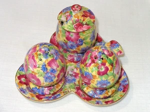 Royal Winton Grimwades Chintz 4-teiliges Gewürzset mit Deckelform Tablett ~ ROYALTY ~ - Bild 1 von 4