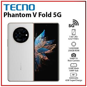 (Unlocked)TECNO Phantom V Fold 5G 12GB+256GB WHITE Dual SIM Android Mobile Phone