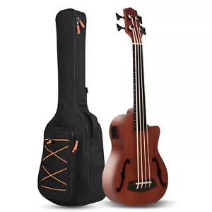 Batking 30" U-Bass Mahogany With F Holes Ukulele Bass Ukelele Uke/EQ Fretless - Picture 1 of 7