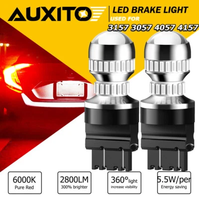AUXITO 3157 LED Rojo Señal de giro Freno Luz trasera/Bombillas de estacionamiento 3156 4157 CANBUS Foto 1 de 4
