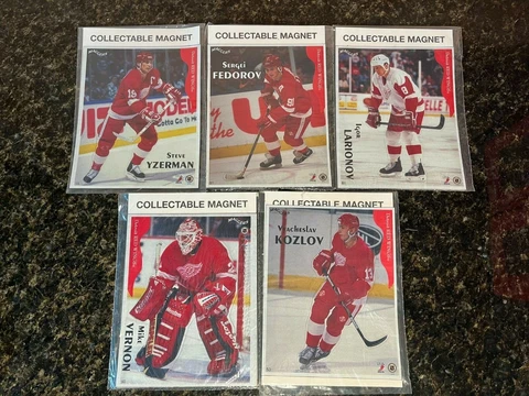 NEW LOT OF 5 MAGGERS DETROIT RED WINGS MAGNETS YZERMAN FEDOROV VERNON 6.5" Cover