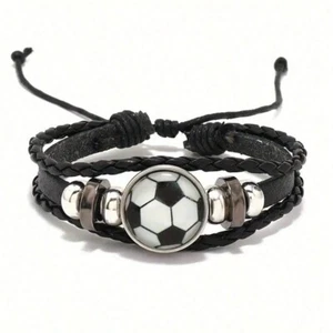 Pulsera Para Hombre Vintage De Cuero Brazalete Regalos Para Hombre Football - Picture 1 of 12