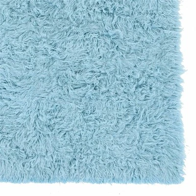Linon New Flokati Hand Woven Wool 2'4"x8'6" Rug in Pastel Blue - Image 1 of 4
