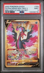 Pokémon Espada y Escudo Estrellas Brillantes 2022 Arte Completo/Gálarian Moltres V PSA 9 - Imagen 1 de 2