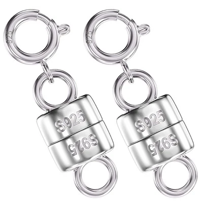 Qulltk 925 Sterling Silver Magnetic Necklace Clasps and Closures,Mini Bracel... - Image 1 of 4